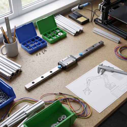 MGN12H Mini Linear Rail Guide, 300mm Linear Sliding Guide with MGN12H Carriage Block for DIY Printers and CNC Machines - Compatible with 250/300/400/500/550mm Sizes