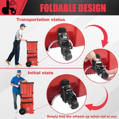 Front Wheels and Magnetic Tool Holder Strip Fit for Milwaukee Packout Toolbox