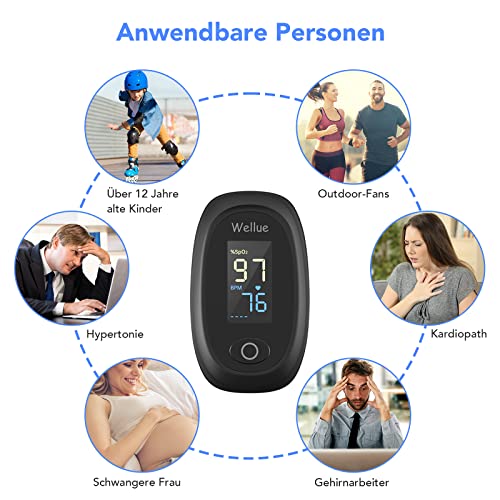 Pulse Oximeter Finger Oximeter for Adults Children, Oxygen Saturation Meter Finger, Oximeter Finger, Sp-O2 Value and Heart Rate Monitor, Black