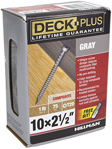 Deck Plus Gray Star-Drive Composite Deck Screws #10 x 2-1/2", 150 Pack No Size (Pack of 2)