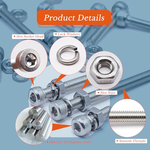 1170PCS M3×10/12/14/16/20/25/35/40mm Metric Screw Kit M3-1170pcs