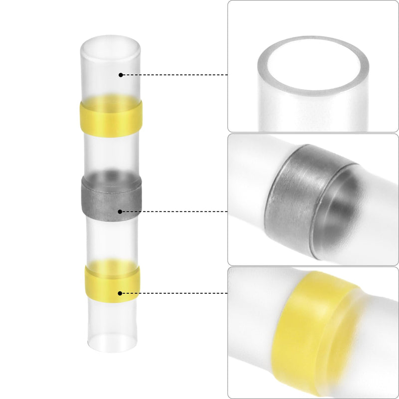 QWORK® 300 Pieces Solder Connectors Heat Shrink Connectors in 4 Sizes (26-10 AWG), 3:1 Shrink Ratio, Color-Coded Melt Connectors for Electronics & Vehicles 300 pieces