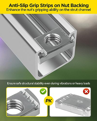 Strut Channel Nut and Bolt - 1/2" x 15/16" for 1-5/8" Strut Channel. Strut Nut 1/2"-13 with Thickened Galvanized Plating