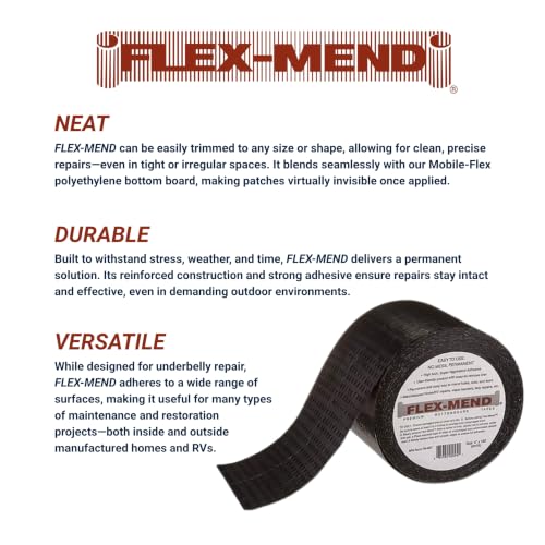 6" x 180' Belly Repair Tape for Manufactured Homes – Heavy Duty Waterproof Bottom Board & Underbelly Patch Tape for Mobile Homes & RVs, Permanent Vapor Barrier & Insulation Seal (6" x 180')