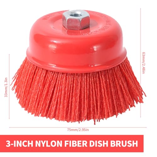 Pack of 2 Nylon Cup Brush, Nylon Brush, 75 mm Wire Brush, Drill Brush, Angle Grinder, Cup Brushes, Internal Thread M14 for Removing Rust, Corrosion, Metal Polishing Cleaning