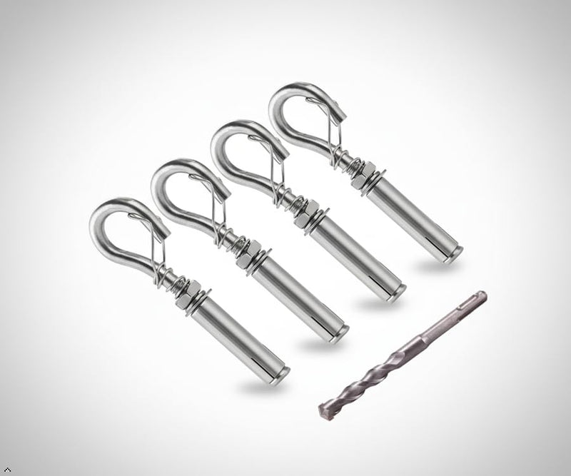 3/8" Expansion Bolt Spring Hooks 15 pcs,M10 Concrete Hooks 304 Stainless Steel Spring Closed Type,Used for Cement Walls, Brick Walls 3/8