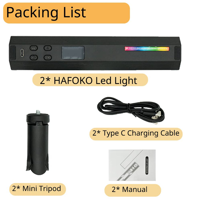 2PACK W200 Handheld RGB Light Wand Video LED Lighting Handheld Light Photography Light Vlog w Magnetic CRI95+ 2500K-9000K Built-in Battery 3000mAh Compatible with Vlogging YouTube Living 2PACK