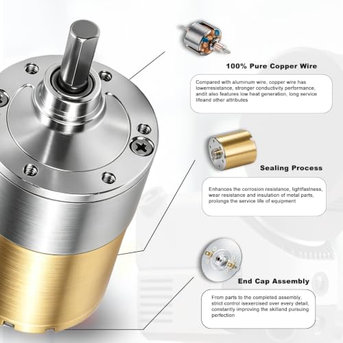 Podazz DC 12V 550RPM Gear Motor High Torque Electric Micro Speed Reduction Geared Motor Centric Output Shaft 37mm Diameter Gearbox