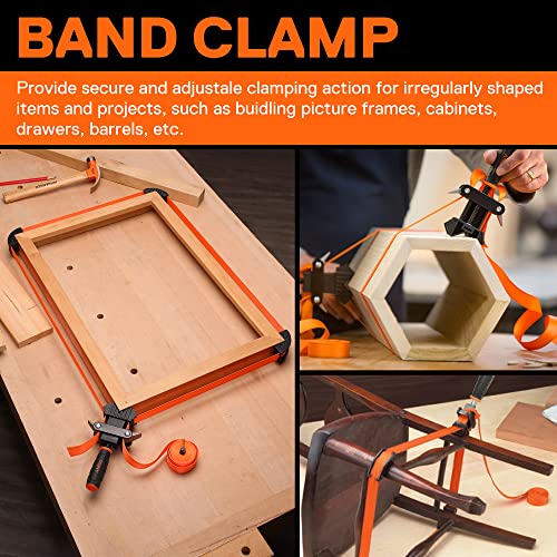 PONY Woodworking Strap Clamp, Picture Frame Clamp with 4-Pack Spring Clamp