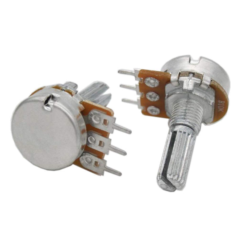 GTIWUNG 10pcs Linear Potentiometer, Potentiometer Mono Linear B10K, Single Potentiometer, WH148 3Pin Rotary Potentiometer with Nuts and Washer, Black Aluminum Alloy Rotary Knob Cap 10pcs Potentiometer B10k
