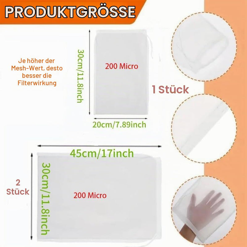 Pack of 3 Filter Bags Strainer Bags 200 Micro Press Bags 20 x 30 cm / 30 x 45 cm Brew Bag Nylon Hop Filter Beer White Press Bag Filter Cloth Squeezing Cloth Nut Milk Bag for Fruit Press Wine 200 Micron/ 1pcs 20*30cm/2pcs 30*45cm
