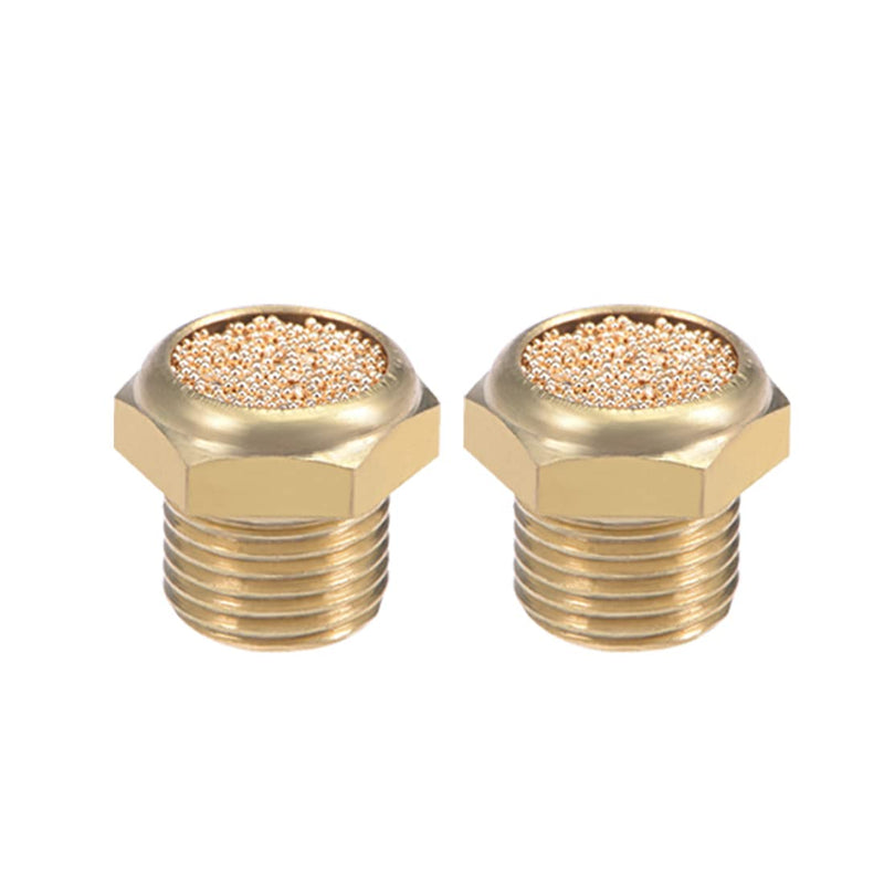 sourcing map 1/8 PT Sinter Bronze Exhaust Silencer with Brass Housing DE de Pack of 4