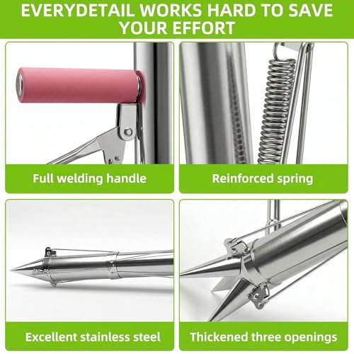 Bulb Planter, Planting Bulbs Manual Seedling Transplanter Weeder Sod Plugger Flower Planting Soil Sampler Long Handled Bulb Planter Plant Bulb Seeds (2 Handle-A) 2 handle-A