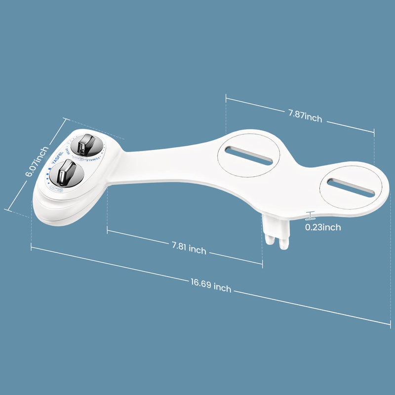 YASFEL Bidet Attachment for Toilet, Self-Cleaning Bidet Sprayer Non-Electric Dual Nozzle for Feminine/Posterior Wash Bidet Toilet Attachment with Pressure Controls (White) White