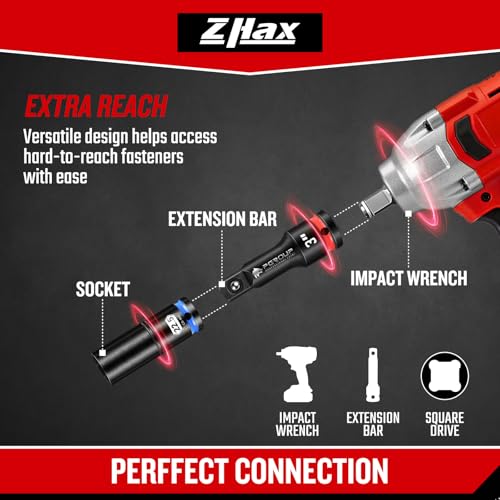 ZHAX 9 Pieces Impact Extension Bar Set, 1/4", 3/8" and 1/2" Drive Socket Extension, Embossed Size Marking, CR-MO Steel for Auto Repair 1/4"+3/8"+1/2" Drive
