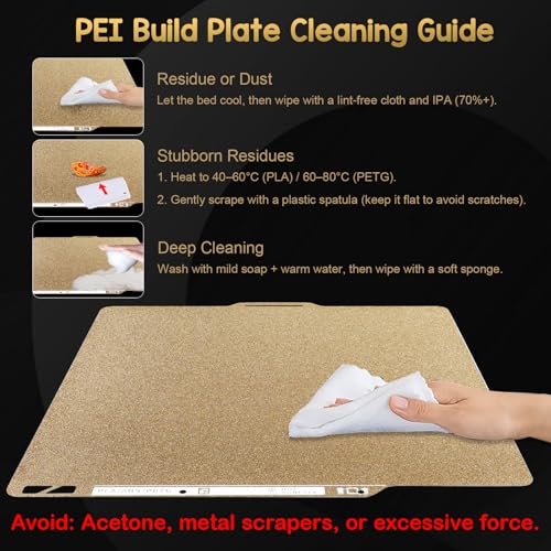 Textured PEI Build Plate for Bambu Lab X1 X1C X1E P1P P1S A1, Flexible PEI Spring Steel Bed Plate with Identification Code for Bambu Lab 257x257mm 3D Printer Platform