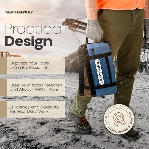HAWKRY Canvas Tool Pouch Set (4 Pack) – Heavy Duty Tool Organizer Bags with Zipper, Durable Small Tool Bags for Electricians, Contractors, Mechanics and Hardware Storage White Blue, Brown, Blue, Beige
