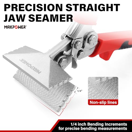 MAXPOWER Sheet Metal Hand Seamer, 3-inch and 6-inch Straight Jaw Sheet Metal Bender Tools with Ergonomic Handle, 2-Pack Metal Bending Tools 3" & 6" straight