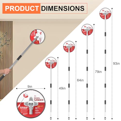 Drywall Pole Sander, Pole Sander, 93" Extension Rod Ceiling Sander