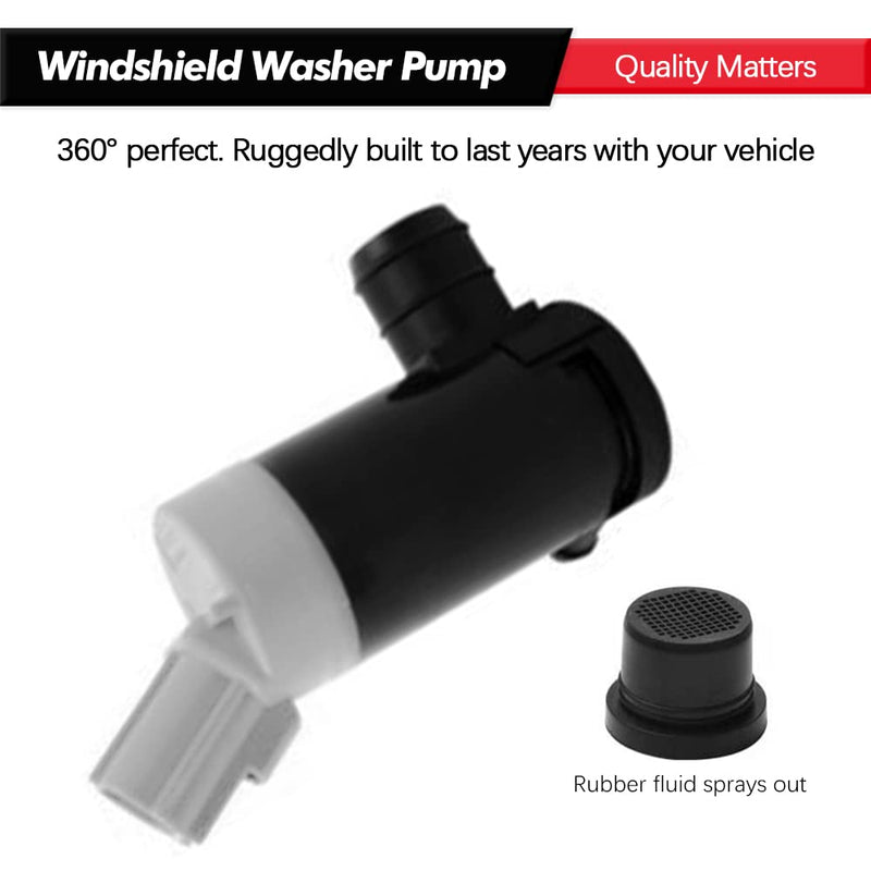 Windshield Washer Pump w/Grommet Replacement for Ford E150 E250 E350 E450 F150 F250 F350 F450 F550 F650 F750 Replaces OEM WG-318 8C3Z17664A