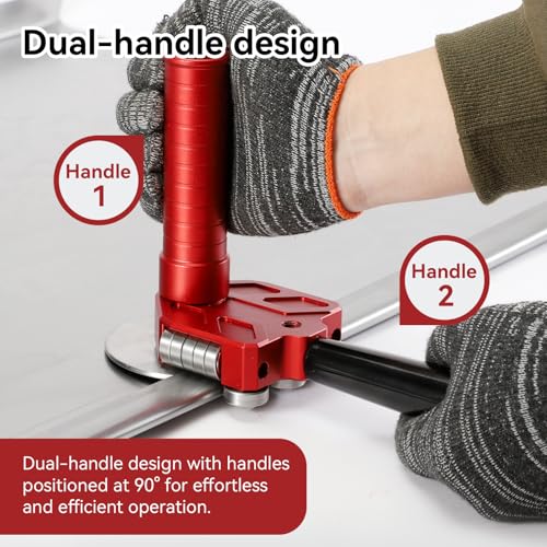 Sheet Metal Bender One Station Disc,90°-180° Bending Angle Sheet Metal Roller,Bending Capacity:Makes 0.59" - 1.18" Curved,Configure Rotary Ergonomic Handle Red