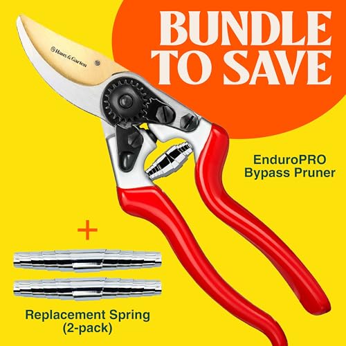 Haus & Garten EnduroPRO Titanium Bypass Pruning Shears and Replacement Spring Bundle