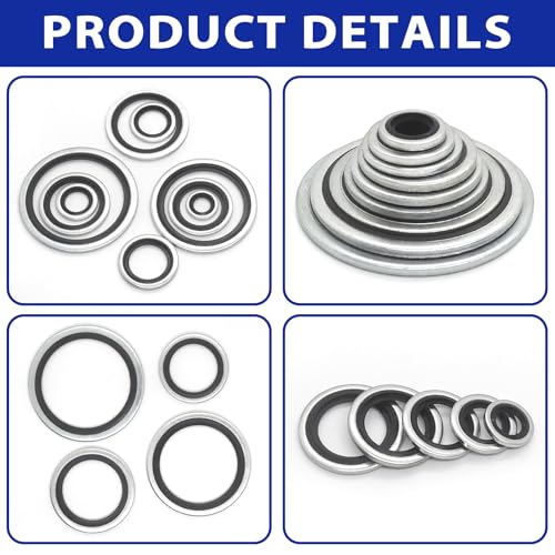 126 Pieces Bonded Seal Dowty Washer, Automotive Self-Centred Dowty Seal Gasket Assortment, 9 SAE Sizes, from 1/8" to 1-1/2"