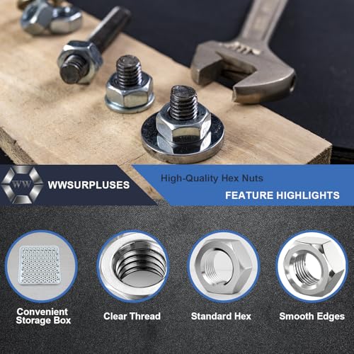 550 Pack SAE & Metric Hex Nuts Kit, 304 Stainless Steel Metric and SAE (550Pcs)
