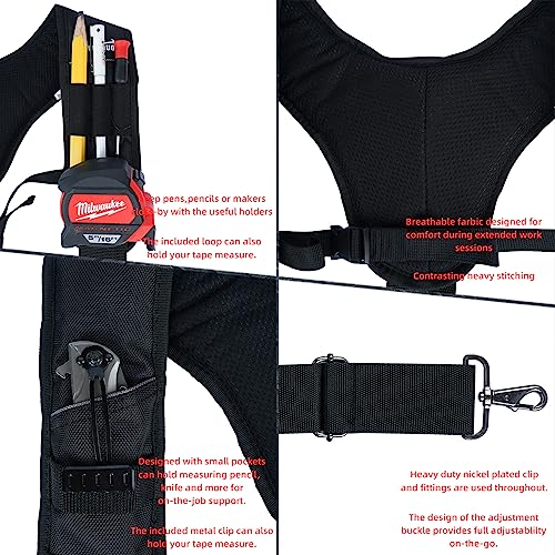 MELOTOUGH 1 pcs Padded Tool Belt with D ring for men Adjustable for 32"-50" Waists + 1 PCS ool Belt Suspenders Work Belt Suspenders for Men Big and Tall Construction Bag Suspender