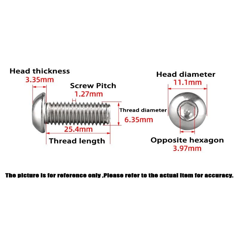 XunLiu 1/4-20 Button Head Socket Cap Screws 4-Size Bundle 304 SS 18-8