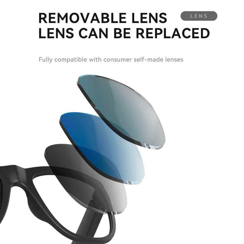 GS01 Smart Bluetooth Sunglasses, Audio Sunglasses With Speaker, UV400 Polarized lens, Open Ear Music, Touch Control Black