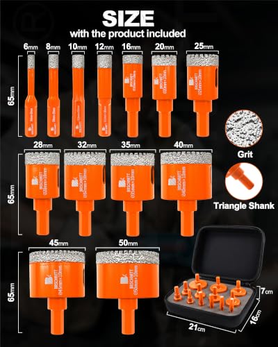 Diamond Hole Saw Kit 13pcs Tile Drill Bits Set 1/4"-2" 13pcs Drill Bit Set 13