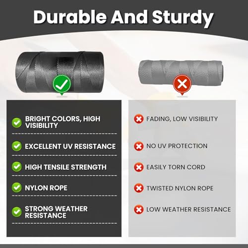 NEWSEED 5 Rolls Mason Line 1300FT Per Roll #18 Nylon String Line Black