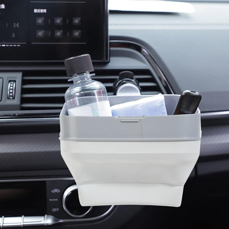 Car Sauce Dip Clip,Foldable Car Air Vent Storage Organizer Bag with Sauce Dip Clip,Multi-function Sauce Holder,Holds Fries, Sauce & More,Car Organizer Mount Phone Holder for Coin Key Card Sunglass