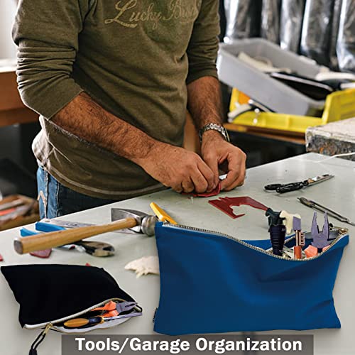 FunOwlet 14 Pack Canvas Tool Bag Zipper Pouch - Heavy Duty Tools Utility Pouches, Multipurpose Storage Organizer Tote Bags with Dependable Metal Zippers, 12.5 x 7-Inch