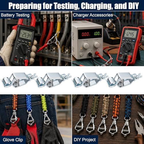 4pcs Heavy Duty Steel Alligator Clips, BU-24APN 25A Battery Clamps with Strong Spring Force and Screw Terminals for Automotive and Electrical Testing