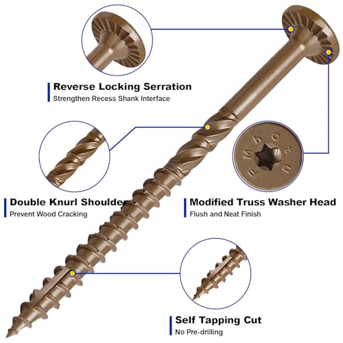 #14 x 4-1/2 Inch Wood Structural Lag Screws #14 x 4-1/2" Brown 50