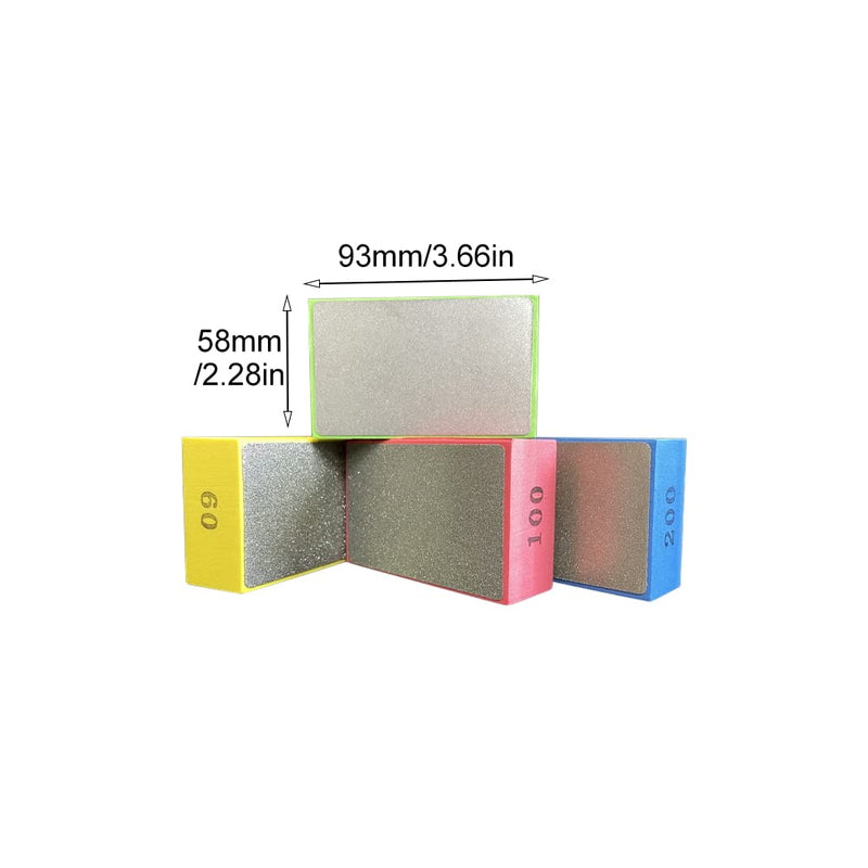 POHOVE 4pcs Diamond Hand Polishing Pads, Diamond Grinding Block Set, Glass Grinding Pads for Grinding Concrete, Glass, Stone, Granite, Marble, 60#, 100#, 200#, 400# (as shown) see picture