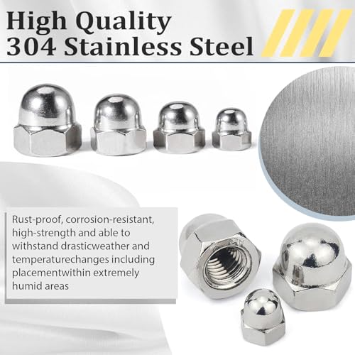 304 Stainless Steel Acorn Nuts Assortment Kit(100PCS) & Vifmy Metric Black Nylon Acorn Nuts Assortment Kit