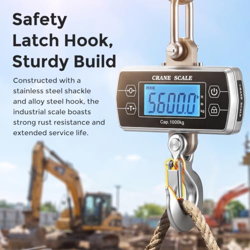 Bonvoisin Crane Scale 2200lb, OIML Class III CE Certified Hanging Scale 1000 kg/2200 lb, Touch Key