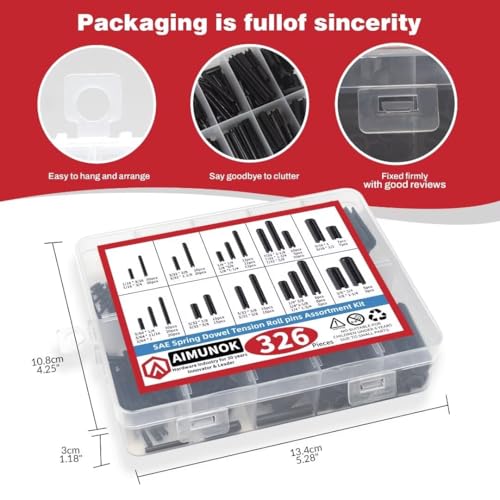 326-Piece Roll Pin Set & 9-Piece Punch Set with Pouch - 24 Sizes & 1/16"-1/4" Steel Punches for Home Improvement, Gunsmithing & DIY