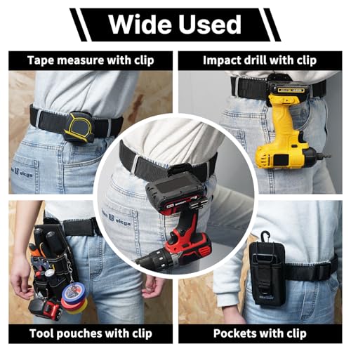 MELOTOUGH Drill Holder for Tool Belt, Drill Clip,Tape Holder for Tool Belt,Tape Measure Holder,Measuring Tape Holder,Black + MELOTOUGH Tape Measure Holder for Belt – Orange ABS Holster, Rivet-Reinforc