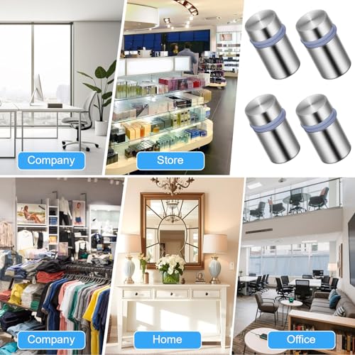 80PCS 1/2 x 3/4 Inch Stainless Steel Standoff Screws, Metal Standoff Pin Wall Mounting Hardware Kit for Acrylic Glass Sign Picture Frame Advertising Display