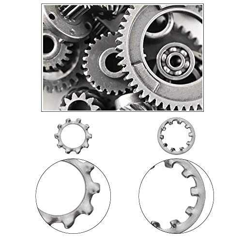 400Pcs 8 Size 304 Stainless Steel External Internal Tooth Star Lock Washer Circlip Snap Spring Ring Assortment Kit M2 M3 M4 M5 M6 M8 M10 M12