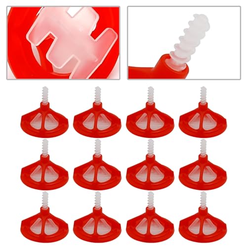 1/8 Tile Leveling System Spiral Tile Spacers Leveling System Tile Anti-Loosening and Spacing System Kit (1/8"-300pcs White Base + 100pcs Red Cap) 1/8"-300pcs White Base + 100pcs Red Cap