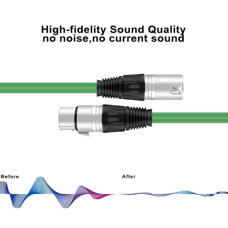 DREMAKE 20m XLR Male to XLR Female Balanced Microphone Cable Professional for Recording, Mixing, and Lighting Equipment - 66 Foot/Green 66FT/20M Green