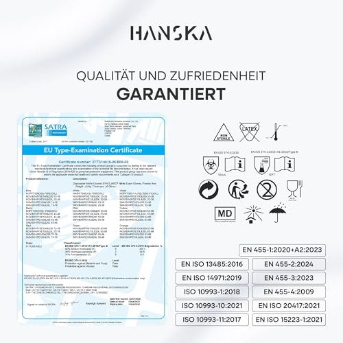HANSKA 100 Black Nitrile Disposable Gloves - Powder Free - Disposable - Ambidextrous - Non-Sterile - Rubber Base - Suitable for Medical Areas, Food Handling (100, M) 100 cm