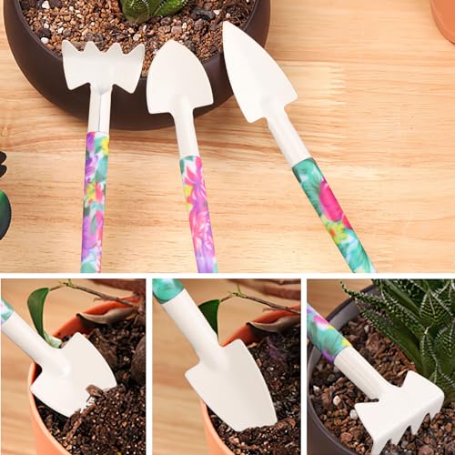 Garden Tools Set, JUMPHIGH 10 Pieces Gardening Tools with Floral Print, Ergonomic Handle Trowel Rake Weeder Pruner Shears Sprayer, Garden Hand Tools with Carrying Case Gardening Gifts for Women Father Purple