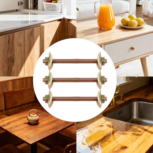 SINJEUN 30 PCS Countertop Connector Bolts, M8 x 100mm Furniture Fastening Connectors with Wrench, Miter Draw Bolt Countertop Flip Joint Connector for Bed Frame, Furniture, Tabl