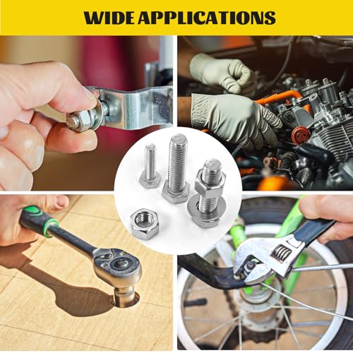 224PCS 1/4-20 Hex Bolts and Nuts Assortment Kit, 304 Stainless Steel SS 1/4-20 224pcs